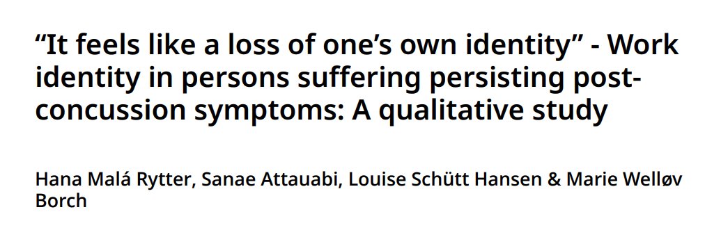 ✨ “It feels like losing a part of who I am.”

New study reveals how PERSISTENT POST-CONCUSSION SYMPTOMS reshape work identity.

A qualitative study of 23 adults living with long-term post-concussion symptoms found that returning to work is not just a practical challenge; it's an