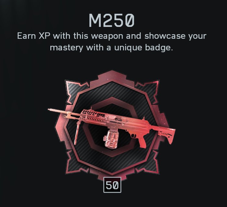 StealthoSymo's tweet photo. My first #LMG mastery. 
I really enjoyed the #M250
Dealing the same damage at all ranges is really nice. The main decision you need to make is to keep the standard 50 round mag or spend 55 points for the 100.
I kept the 50.
#Battlefield6 #Battlefield #BF6 https://t.co/VdUnpPzTVW