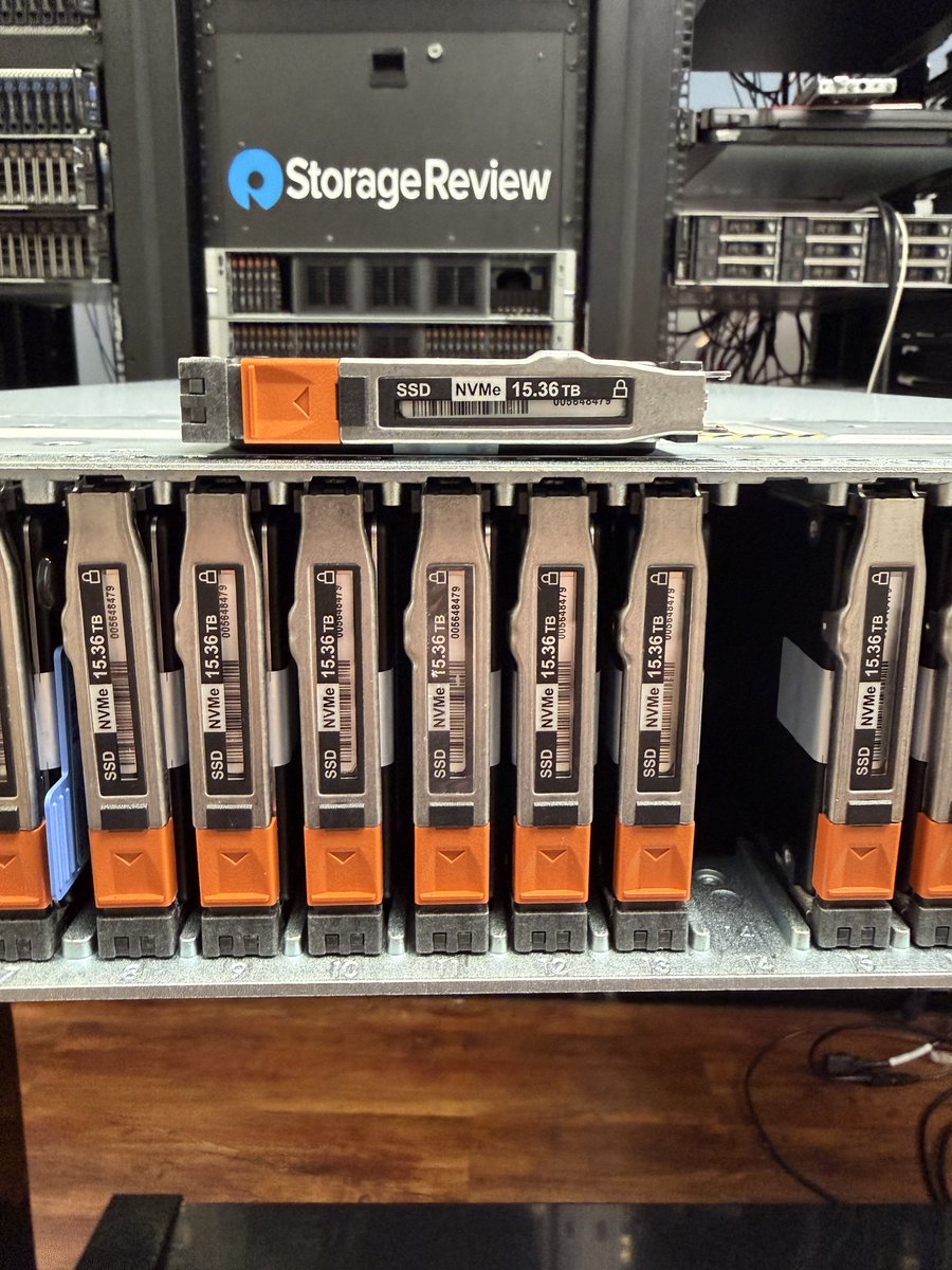 storagereview's tweet photo. New lab guest: Dell PowerStore 5200Q. QLC capacity, NVMe speed, and a serious data reduction flex. Time to see what it can do. #DellPowerStore #storagelab #QLCflash #datacenter @DellTech https://t.co/DS9xzCX0OA