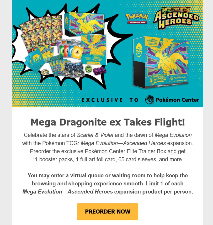 Interesting the Pokémon Center Newsletter mentions there being a limit of 1 each

Likely an error as the site allows 2 per Ascended Heroes ETB