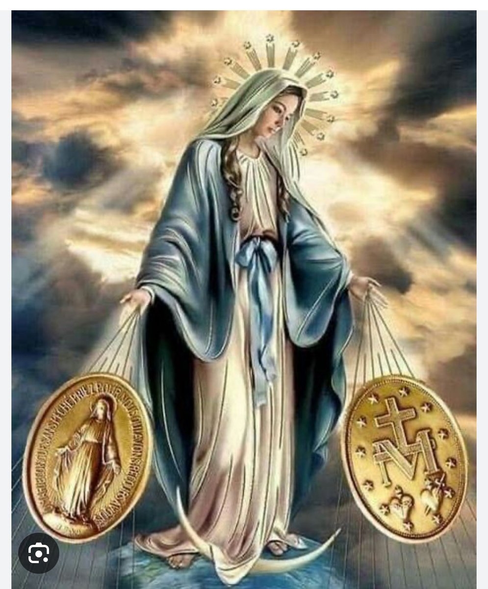 En 1847 el Papa Pío IX aprobó como verdaderas las apariciones de la Virgen a Santa Catalina Laboure pidiendo que se acuñara una medalla que se llamó Milagrosa.  De sus manos salen unos rayos: “Son LAS GRACIAS DIVINAS que la Virgen obtiene para nosotros”.  Acude confiado a ella.