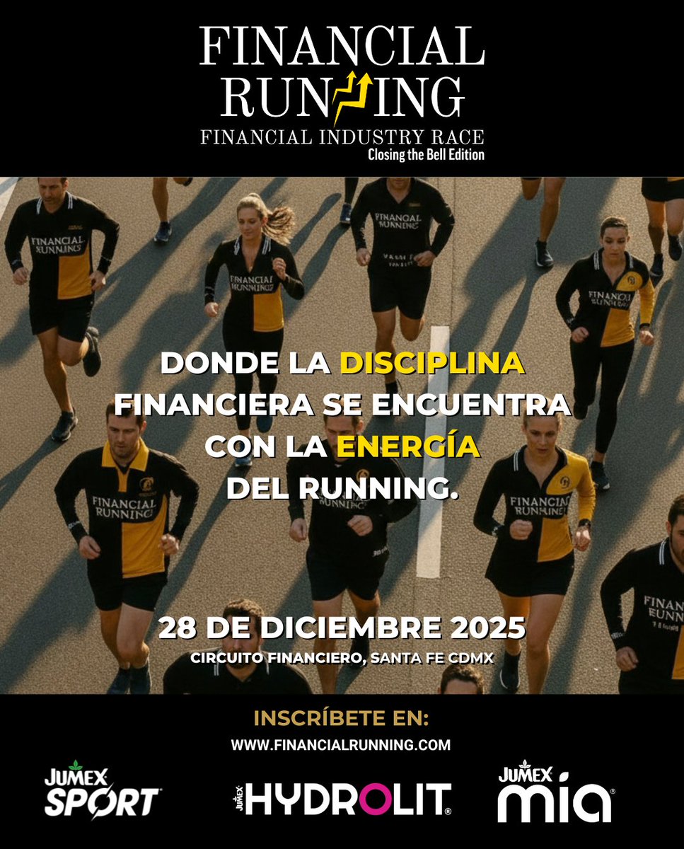 En los negocios, la disciplina lo es todo. En la pista, la energía es el motor.
Este 28 de diciembre, demostramos que el éxito financiero y el rendimiento deportivo van de la mano.

🏆 6ª Edición Financial Running “Closing the Bell Edition”

Book now: financialrunning.com
