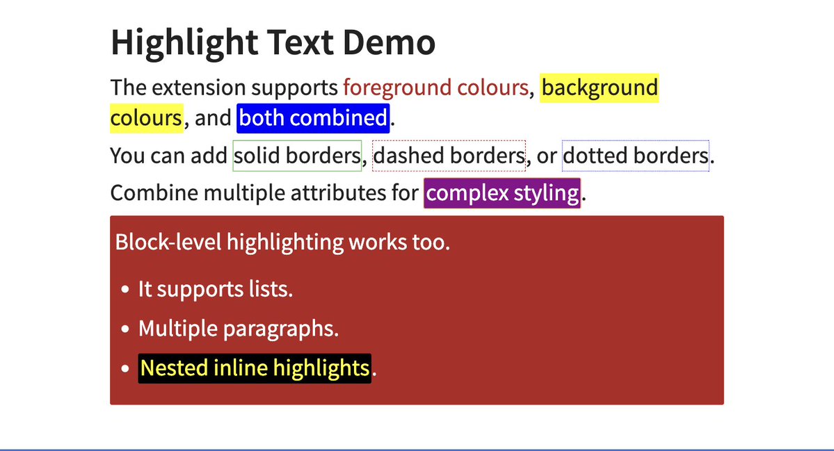 MickaelCanouil's tweet image. Major release: &quot;Highlight Text&quot; Quarto extension 2.0.0 is here! 🎨✨
New block-level highlighting with div syntax and customisable borders.
Works across HTML, LaTeX, Typst, Docx, PowerPoint, Reveal.js, and Beamer.
github.com/mcanouil/quart…
#QuartoPub #DataScience
