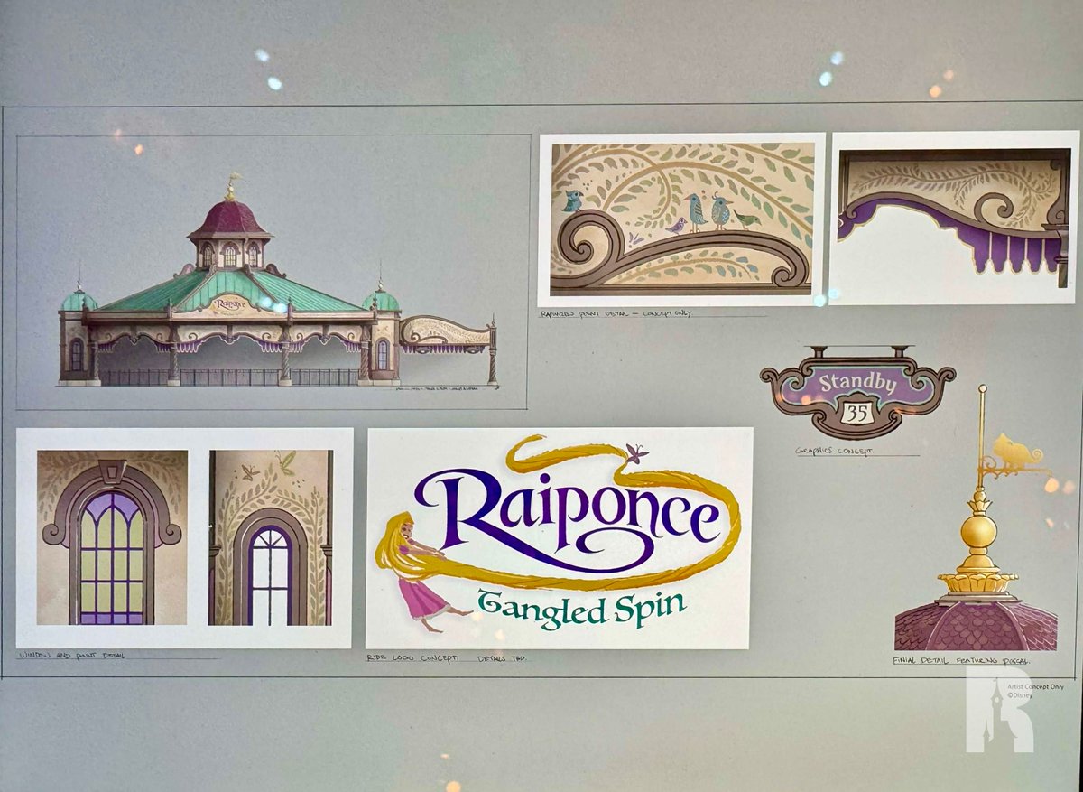 DLPReport's tweet image. More details of the art and ride vehicles for “Raiponce Tangled Spin” Attraction at Disney Adventure World, and design inspiration: