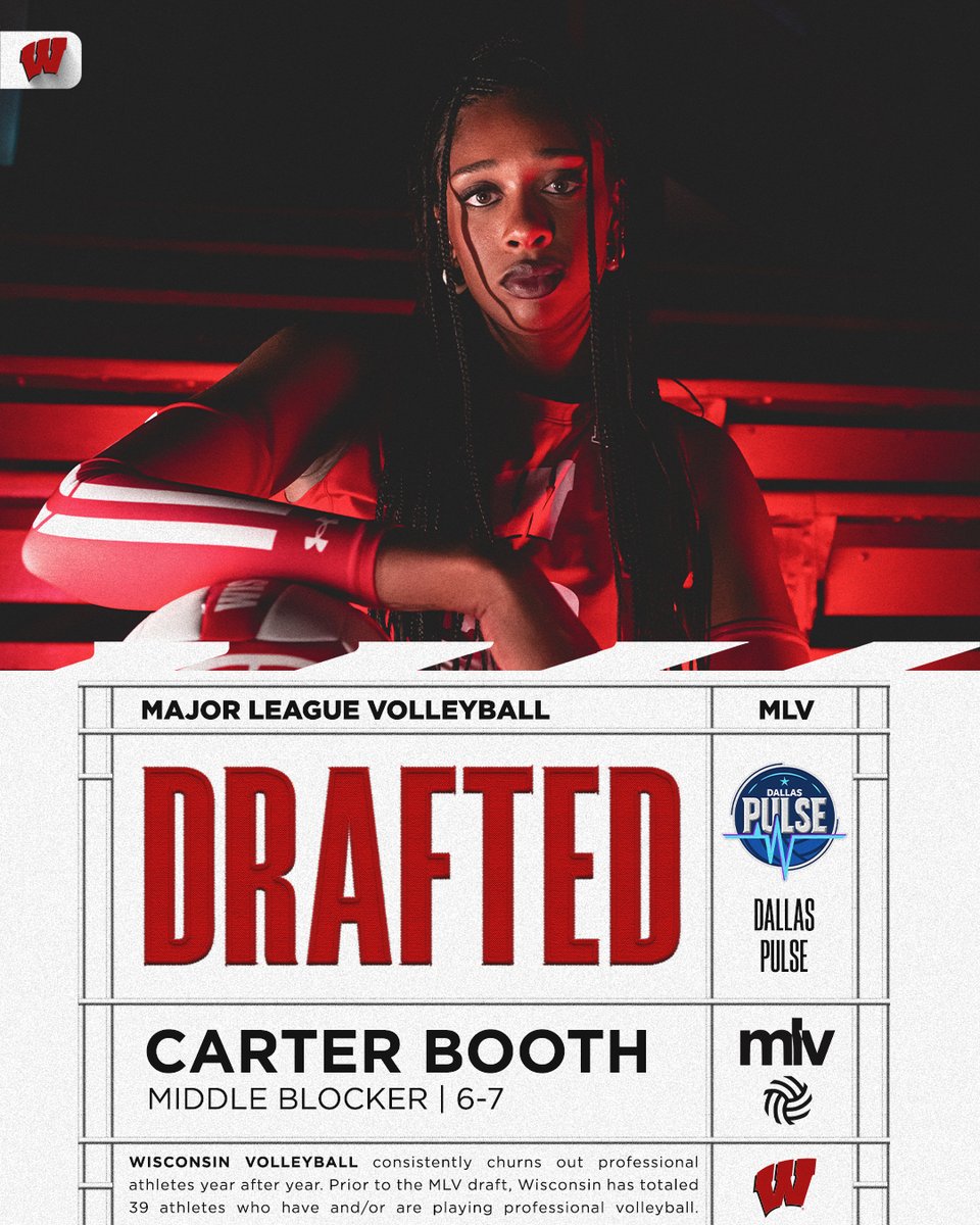BadgerVB's tweet image. Badgers take over Dallas!

As the 19th overall pick, the @dallaspulsevb gets another great one in @carter5200!!