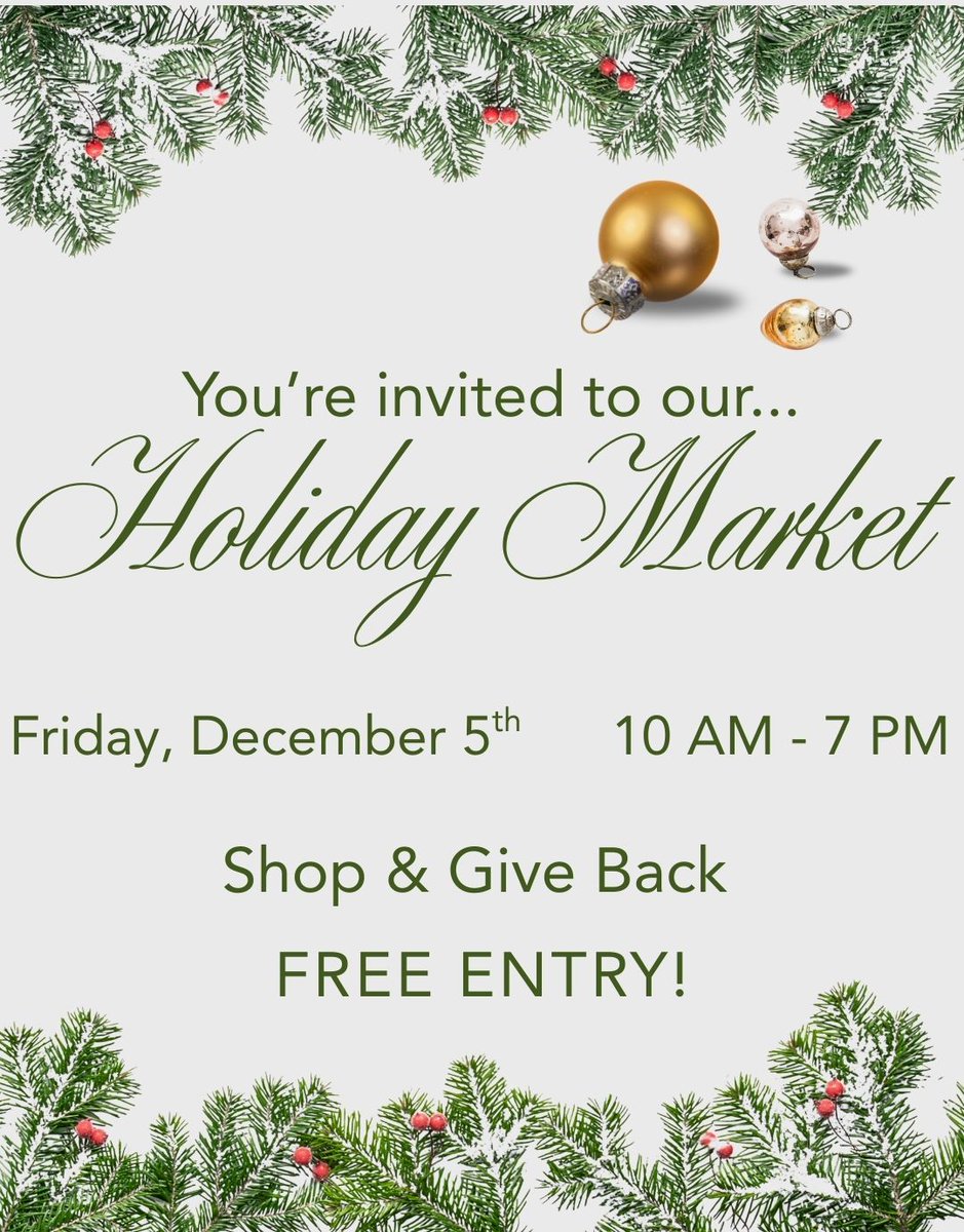 Join us for our first #holidaymarket!🎄Shop, enjoy cookies, cocoa, crafts, gift wrapping, Santa &amp; gifts made by patients &amp; staff 🎁
📅Friday, Dec. 5📍 2000 Wilkes Ridge Dr.
🕐 10 am-7 pm
All proceeds support our Margin of Excellence Programs! #holidayshopping #RVAholidaymarket