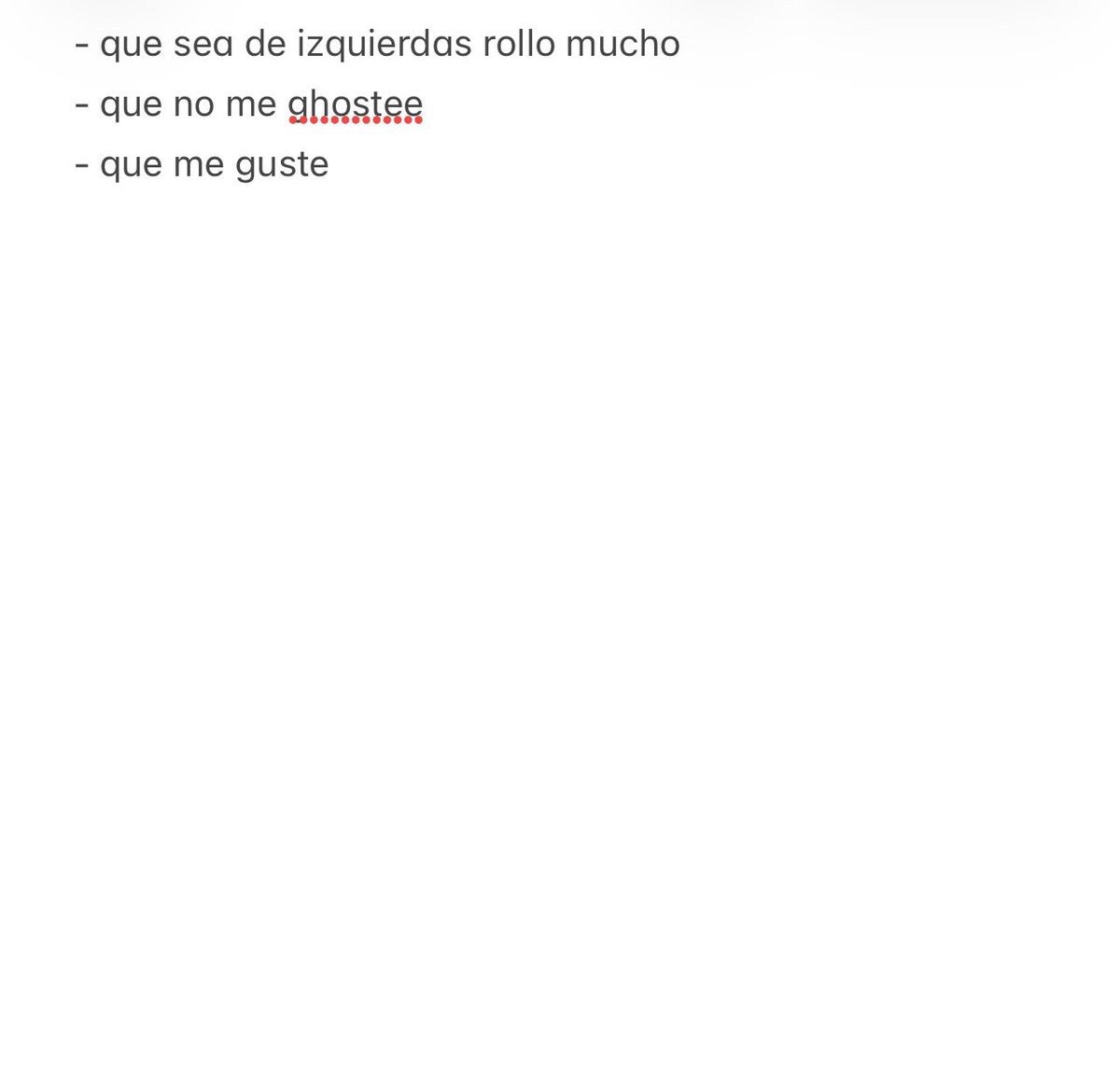 mi extensa lista de requisitos