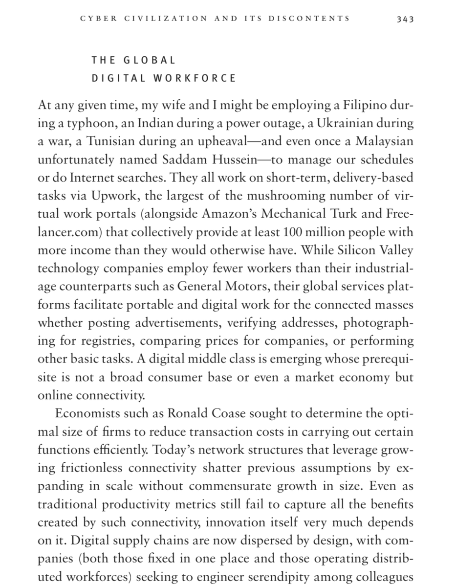 paragkhanna's tweet image. Always love seeing celebrations of how connectivity generates productivity – as well as inclusivity and even solidarity. 

This was the message of my #Connectography chapter &quot;Cyber Civilization and its Discontents&quot; a decade ago.
@Jason