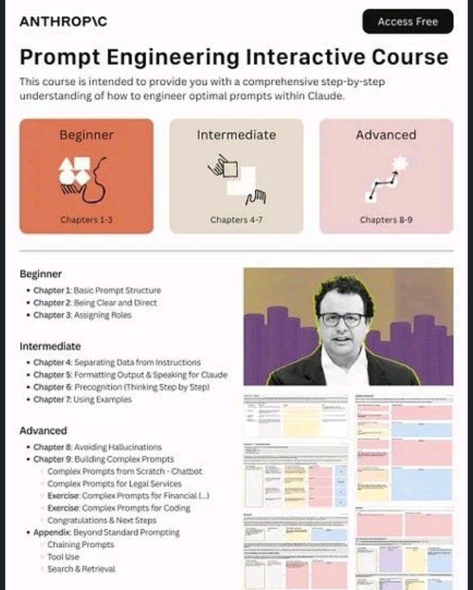 xiaoying_eth's tweet image. 🔥Anthropic 官宣：推出免费 9 章 Prompt 工程大师课！

从基础到高级技巧都有，包含互动练习 + GitHub 实战工具，
对想提升 AI 使用能力的人太友好

这套课已经被不少技术博主夸爆了，我自己刷了几章，的确干货密度很高👇
🔗 github.com/anthropics/pro…