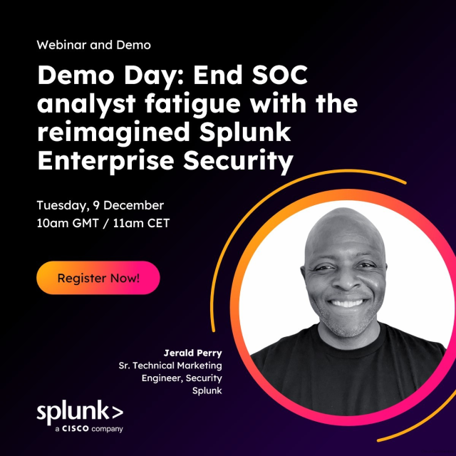 henryvillar's tweet image. SOC teams are constantly battling tool sprawl, overwhelming alert fatigue, and the relentless pressure of evolving threats. Join Jerald Perry, Sr. Technical Marketing Engineer, for a live demo and technical deep dive to explore how Splunk ES Editions is... bit.ly/3M06RKu