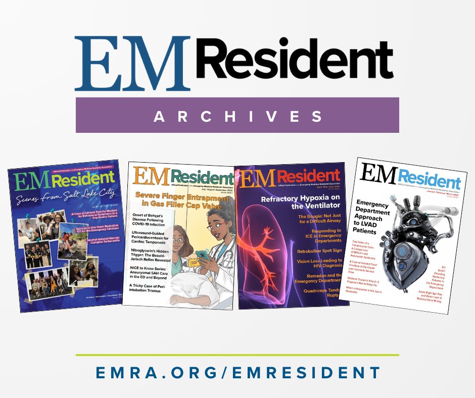 emresidents's tweet image. Did you know you can read past issues of EM Resident for FREE? 📰

From clinical pearls, to leadership insights and the latest conversations in EM, the Archive has it all. Explore now: emra.org/emresident/emr…

#EMResident #EMLeadership #EMResources #EMBound