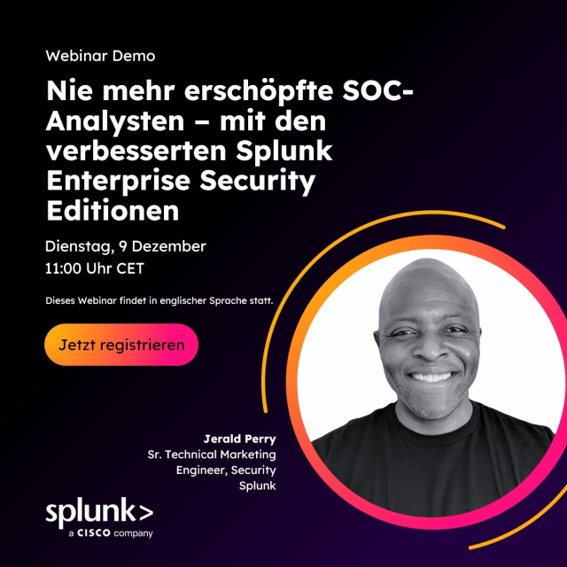 henryvillar's tweet image. Tool-Wildwuchs, Fluten von Warnmeldungen und immer neue Bedrohungen setzen SOC-Teams unter ständigen Druck. Entdecken Sie, wie die Splunk ES Editionen Ihre SecOps-Prozesse transformieren – in einer Live-Demo mit technischen Einblicken von Senior... bit.ly/48fjFUD