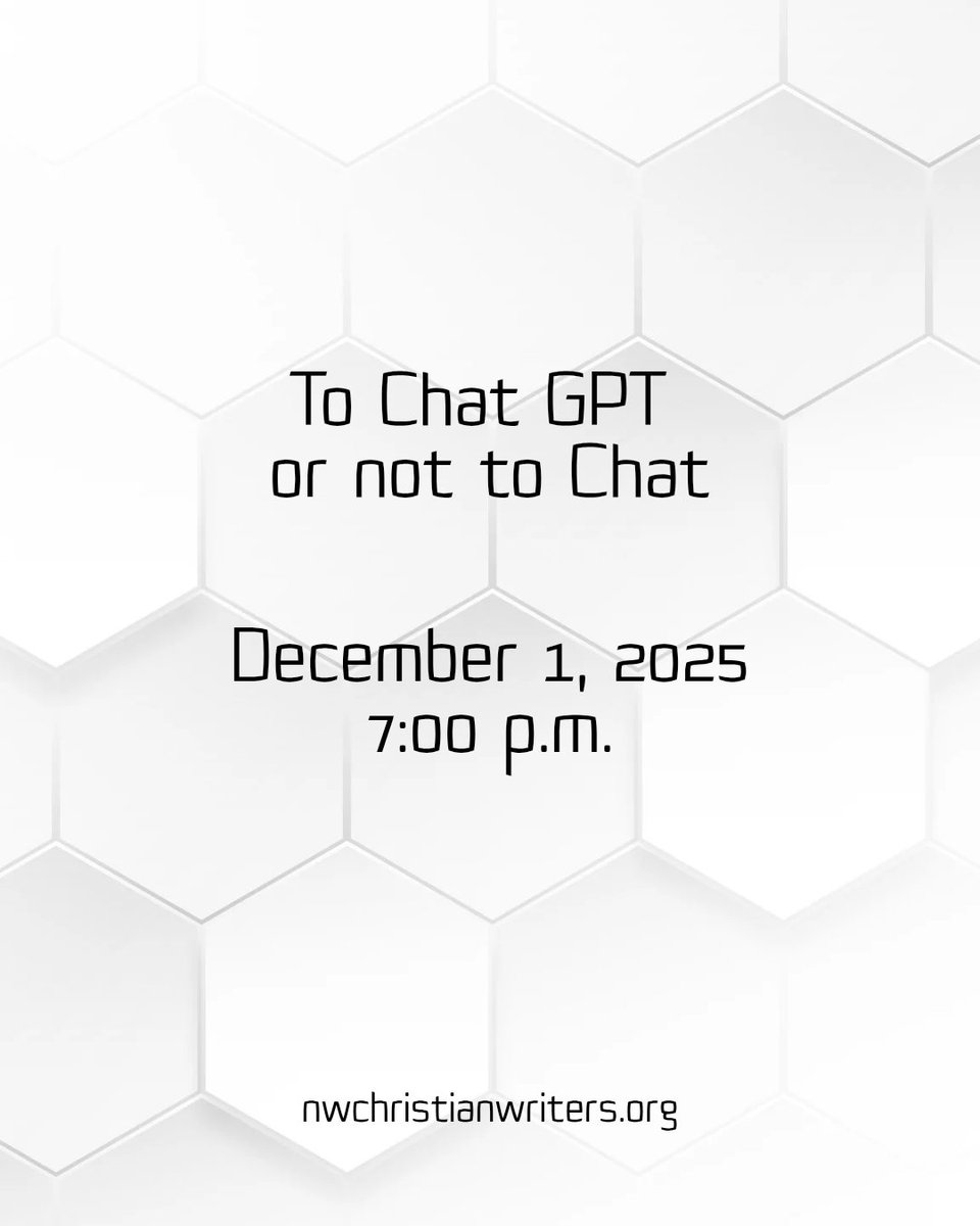 NWCWriters's tweet photo. Gretchen Huizinga will lay out a framework for thinking ecologically – and biblically – about systems like ChatGPT. Our meeting is December 1st from 7:00-9:00 PM at Eastside Church in Bothell. Informal networking time starts at 6:45. 

#Christian #writers #AI https://t.co/WoYOWlDIfu