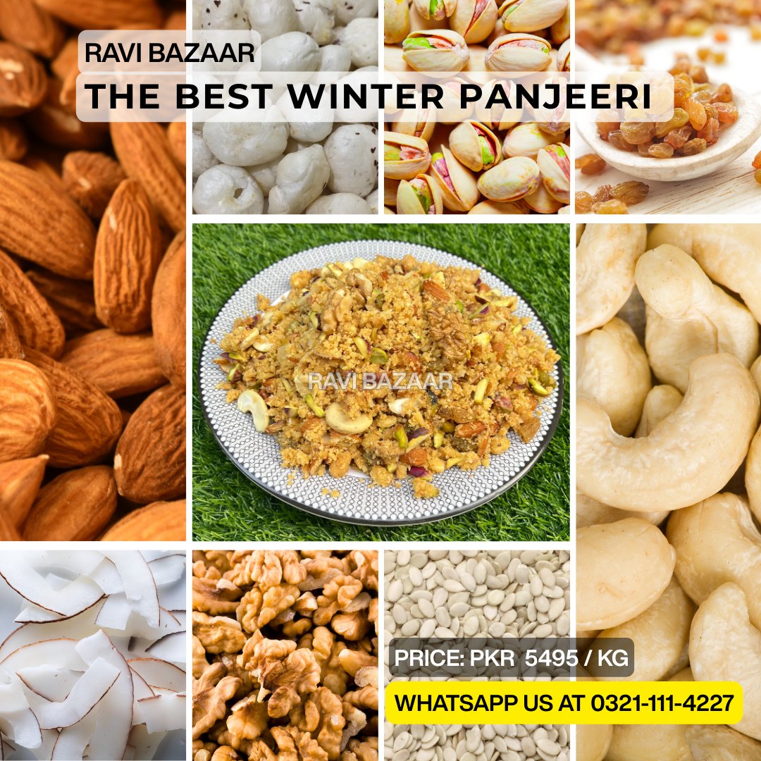 ravibazaar's tweet image. Top quality ingredients make Ravi Bazaar's Panjeeri more beneficial and delicious.
#ravibazaar #panjeeri #benificial #delicious
