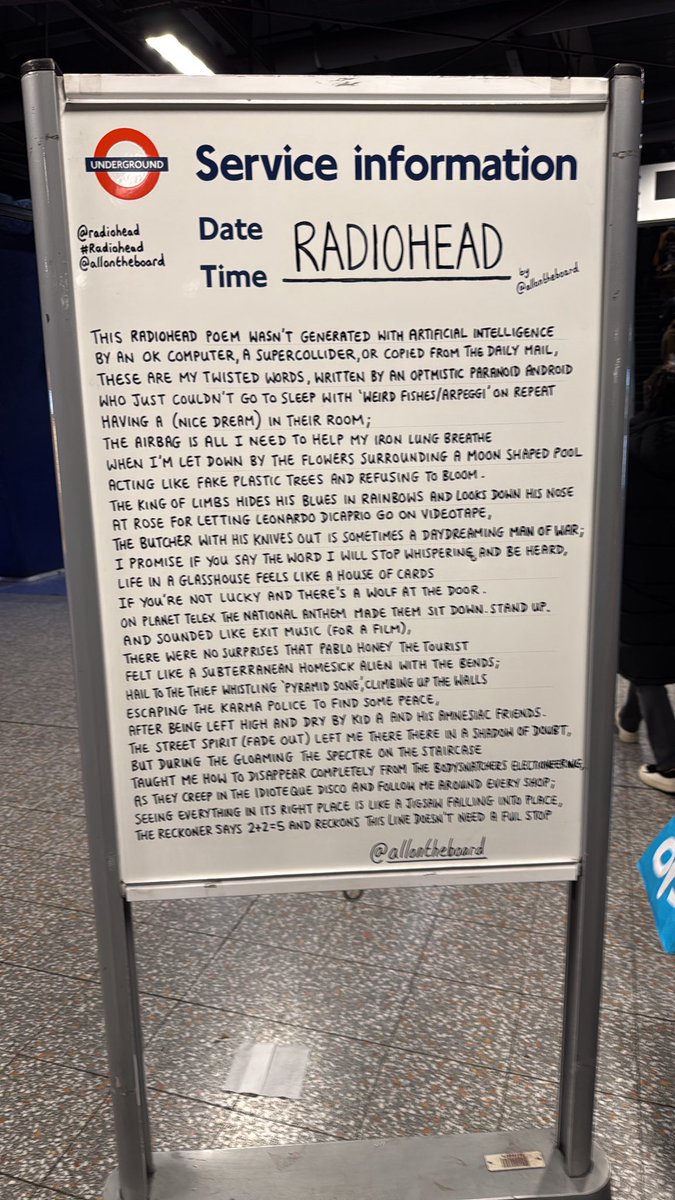 RadioheadClub's tweet image. Taken by admin in North Greenwich Station