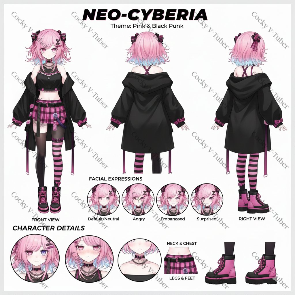 VtCocky's tweet image. Model sheet finished  Perfect for rigging + branding. DM to secure your  commission! #VTuberSheet #VTuberDesign