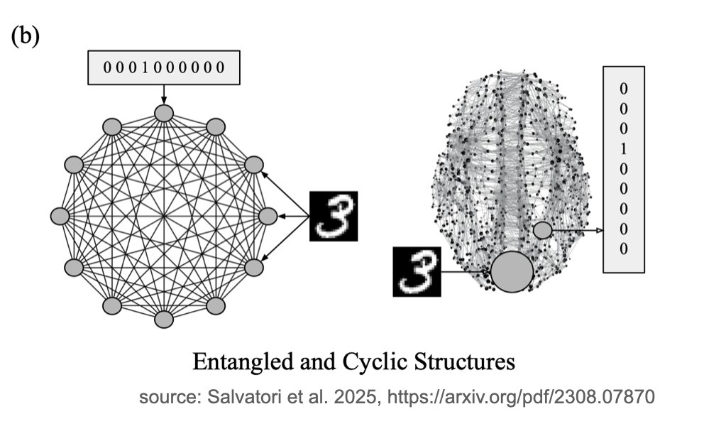jeffreyseely's tweet image. Those tools let us analyze big, messy recurrent PCNs.

With feedback loops, a neuron deep in the graph receives prediction errors from everywhere: some tied to supervision, some coming from contradictory loops...

Those loops create internal tension that learning has to unwind.