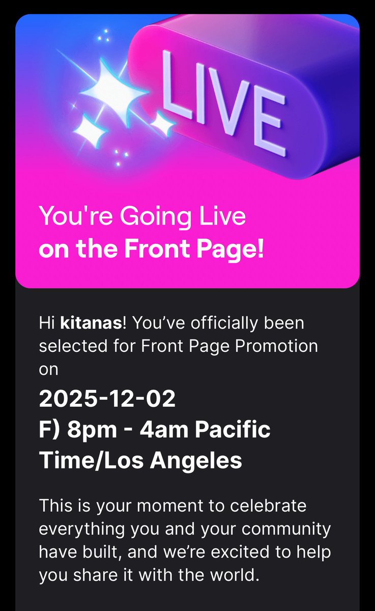 xKitanas's tweet photo. TWITCH FRONT PAGE BIRTHDAY STREAM CONFIRMED!!! ILY @Twitch https://t.co/Xwun8iWwmj