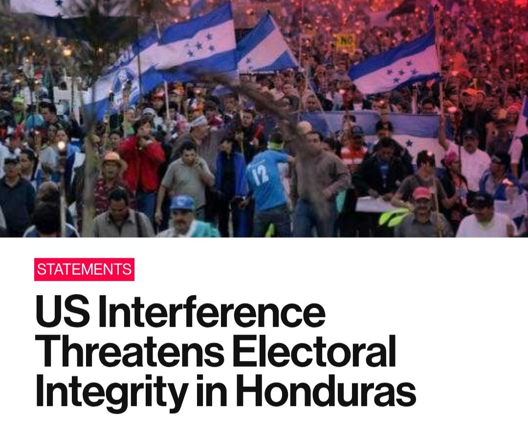 BenjaminNorton's tweet image. The US regime is blatantly meddling in Honduras&apos; election, to try to prevent the left-wing Libre Party from winning the vote on the 30th.

Right-wing Honduran politicians are openly conspiring with the US Congress.

In 2009, the US sponsored a military coup in Honduras.

Link:…