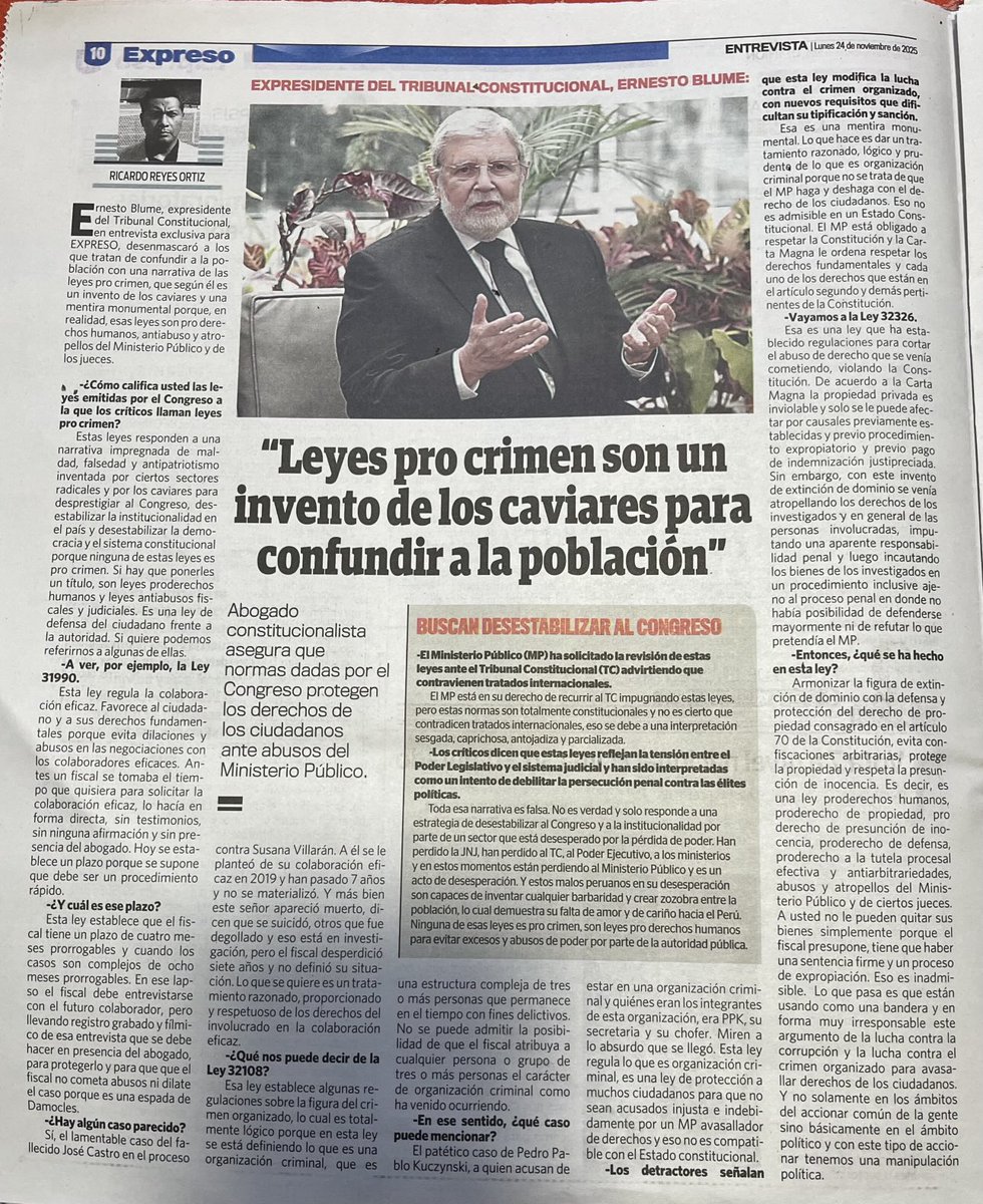 JBCPERU's tweet image. Para la casi totalidad de los juristas, las mal llamadas leyes “#procrimen” son un invento de los caviares para confundir a la población. Al contrario, son leyes #anticrimen, leyes pro derechos humanos para evitar los excesos y atropellos por parte del #MinisterioPúblico.