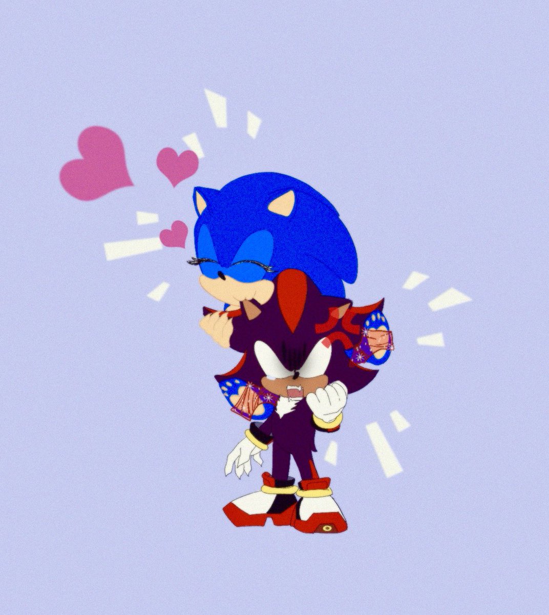 Some fanart for <a href="/HayzieRoll/">Hayzie 🖤💙</a> I imagine shadow never has a moment of peace with nymph sonic (au belongs to hayzieroll) I hope u accept my humble offering 😖 #sonadow