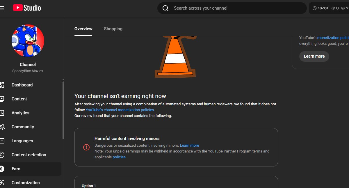 slurpmybread's tweet image. This is like a next level of insane. About 1-2 months ago I started getting demonetized for Harmful Content involving minors on my Sonic YouTube channels. Now because there was NO minors at all involved, I was able to get the first one back after deleting some videos for "policy…