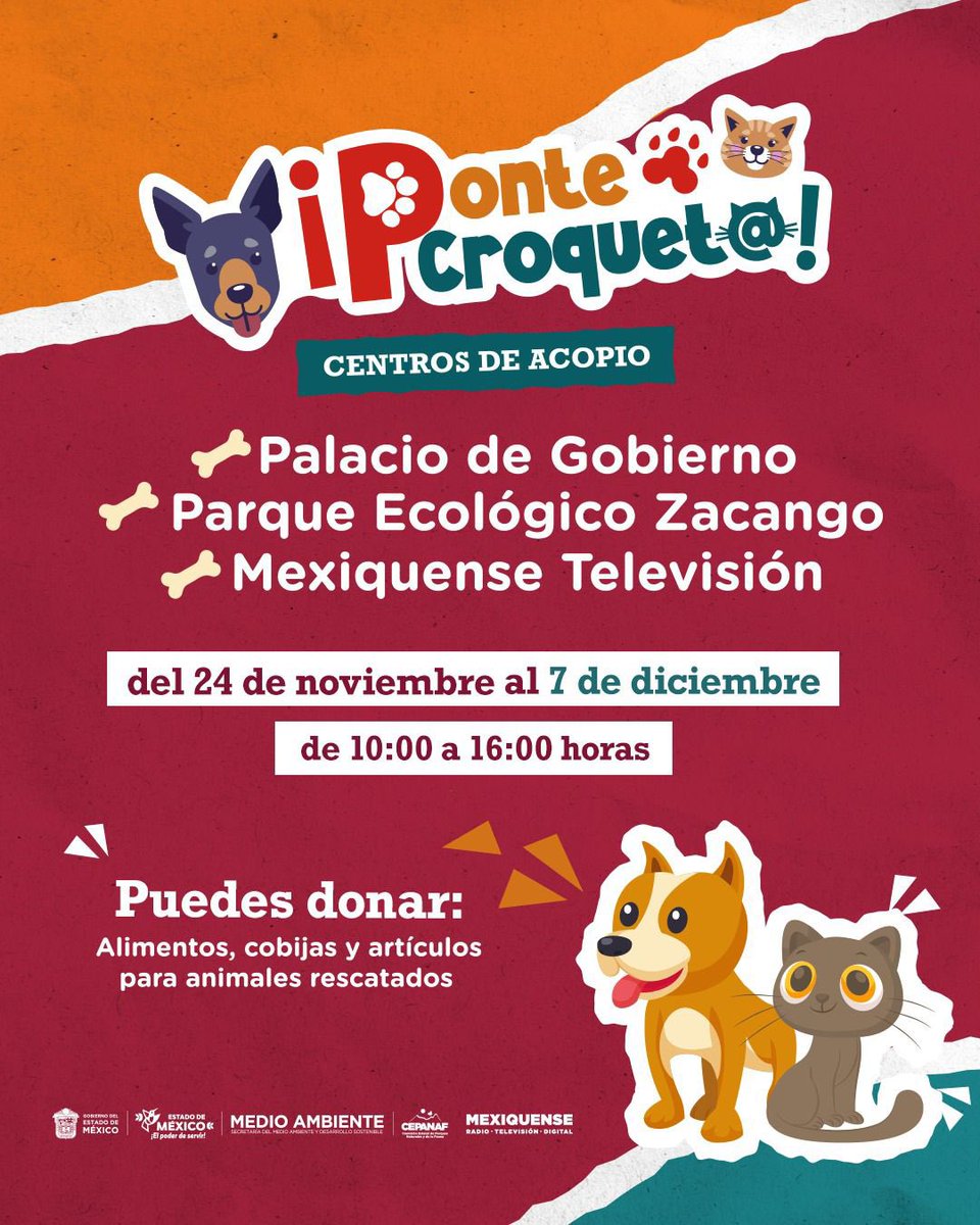 delfinagomeza's tweet image. 🐶🐱Tu ayuda da esperanza a los que no tienen voz.
Con mucho corazón mexiquense ¡Ponte croquet@! Súmate a esta campaña para asegurar la alimentación de los michis y lomitos rescatados en situación de calle, y que hoy requieren de nuestro apoyo.
👉 ¡Ven, dona y transforma una…