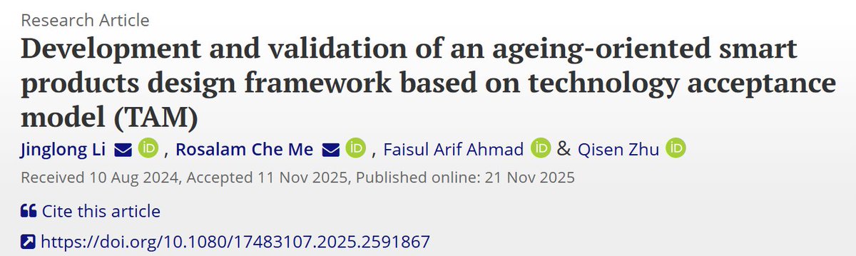 ✨ How do we design smart health products that older adults will actually use?

A new study offers a roadmap.

Researchers created and validated a smart-product design framework tailored for older adults with diabetes, using the Technology Acceptance Model (TAM). After surveying