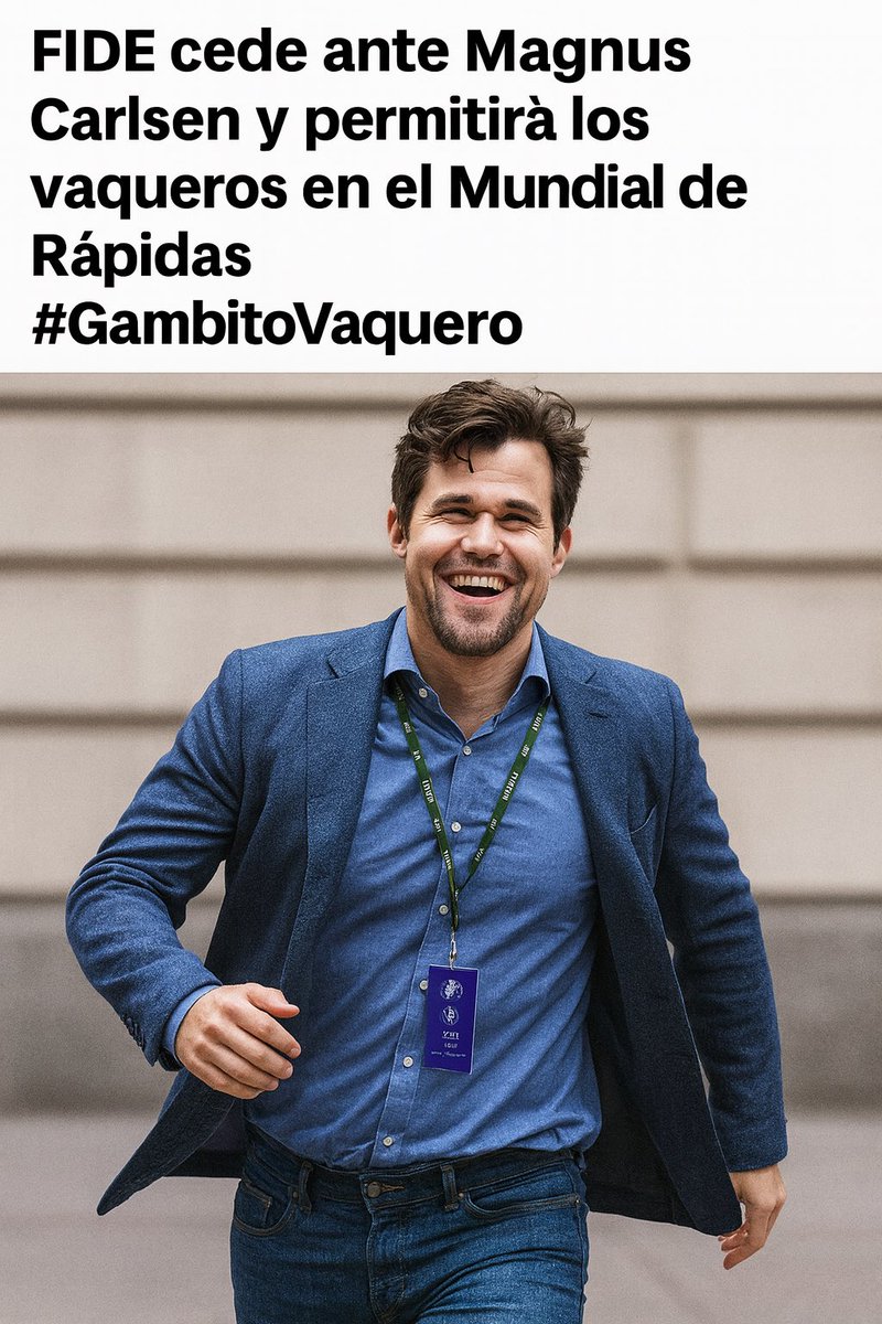 FIDE cede ante Magnus Carlsen y permitirá los vaqueros en el Mundial de Rápidas. #GambitoVaquero #Magnus #FIDE #RapidWorldBlitz