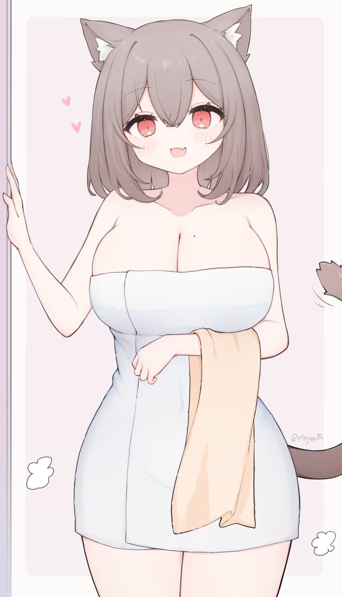 risyuu02's tweet image. 「いっしょに入ろ♪🐈」
#オリジナル