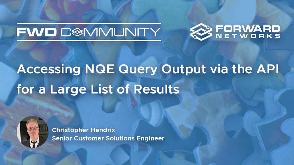 FwdNetworks's tweet image. Have you fully unleashed the power of #NetworkQueryEngine (#NQE) through the API? Christopher Hendrix’s simple script in Python concatenates successive chunks of 10,000 items into a single output. Check out his #ForwardCommunity article for more details:
hubs.li/Q03VLB-R0
