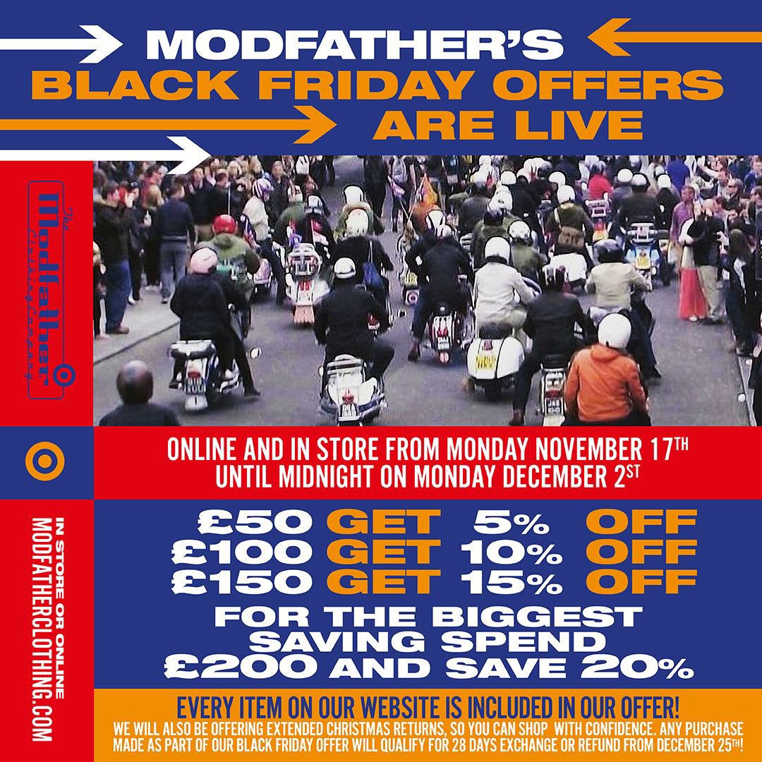 EVERY ITEM ON OUR WEBSITE IN STORE AND ONLINE! 

OFFER ENDS 1ST OF DECEMBER 

modfatherclothing.com 

PLZ LIKE &amp; SHARE