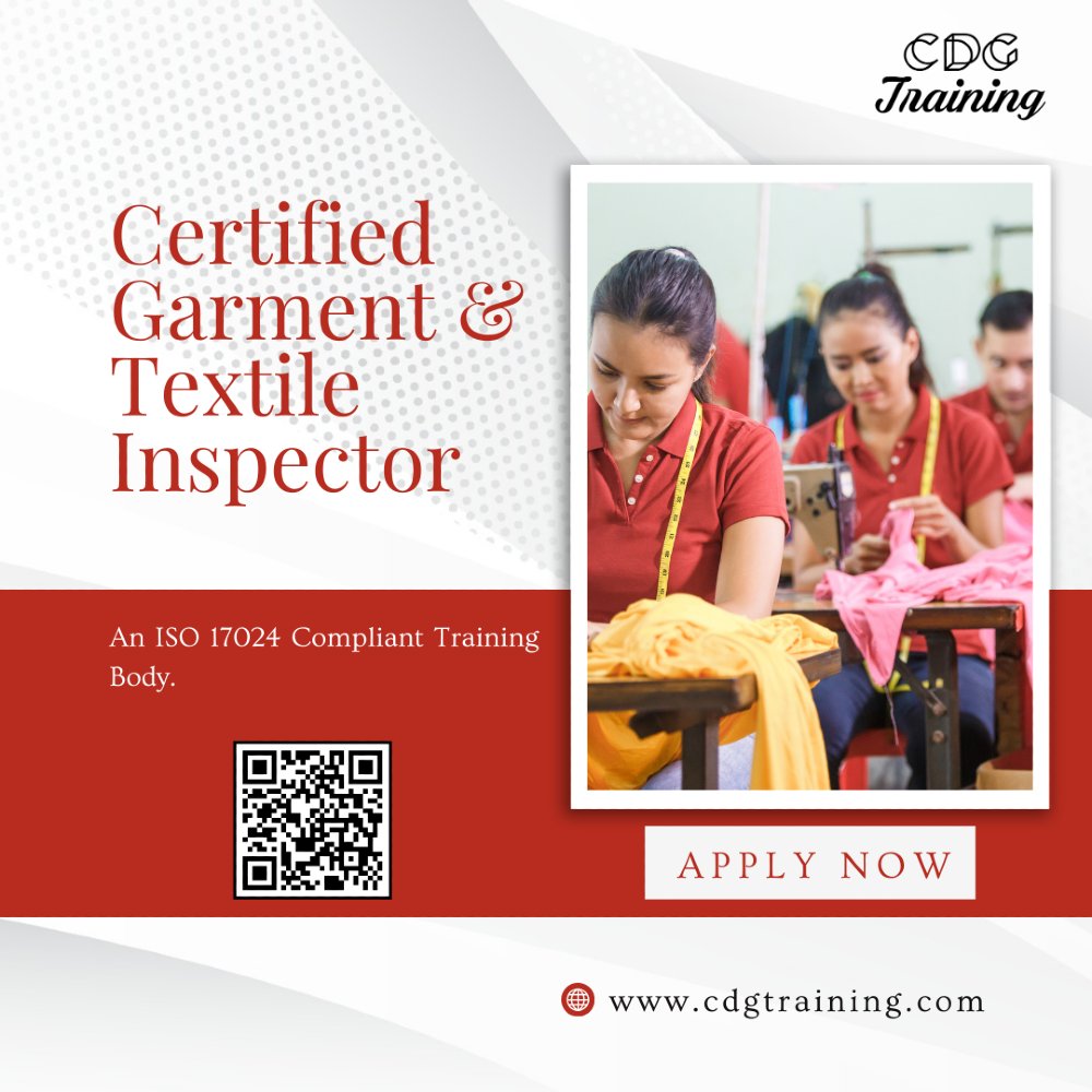 cdgtrainings's tweet image. Boost your textile inspection expertise! 👕🧵
Become a **Certified Garment &amp;amp; Textile Inspector** with CDG. Self-paced, accredited &amp;amp; globally recognised training.

👉cdgtraining.com/courses/Certif…

#TextileInspection #GarmentQuality #QualityControl #ApparelIndustry #CDGTraining