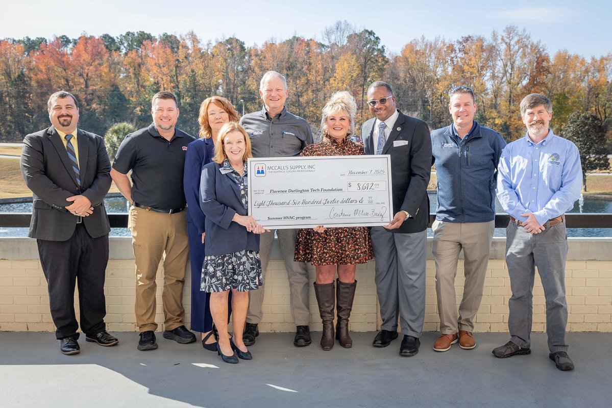 FloDar_Tech's tweet image. Thank you McCall&apos;s Supply, Inc for your generous donation to funding scholarships in the HVAC program. This great local business saw a need for future technicians so they helped fund training. We really appreciate the support from our community! 
bit.ly/4rkLjZ9
#FDTech