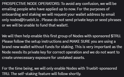 TrueCryptoPower's tweet image. So, initially, the #Truebit team wants to control how many nodes are created. All staking in the initial phase will be sponsored (2000 $TRU).