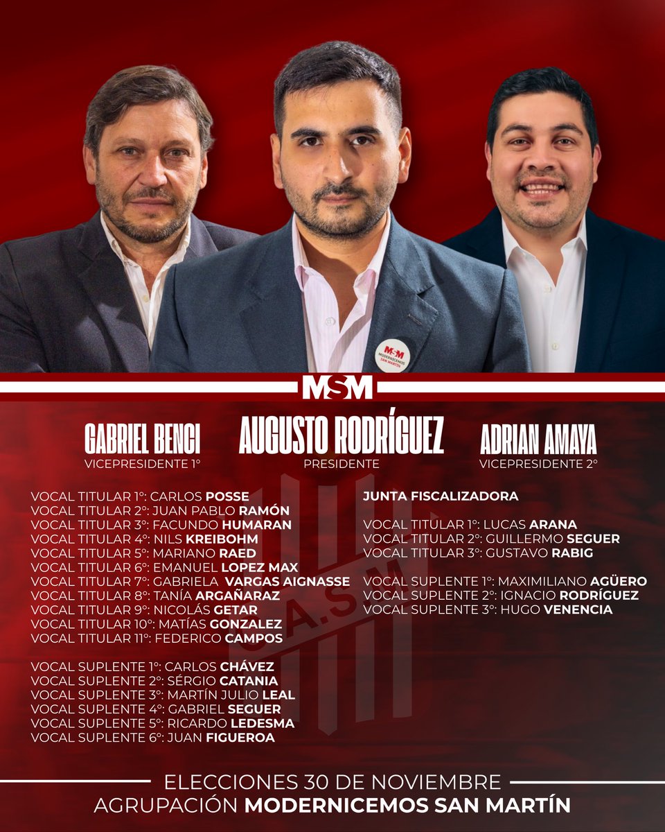 Lista oficializada. 
Vamos <a href="/ModernicemosSM/">Modernicemos San Martín</a> 🇦🇹