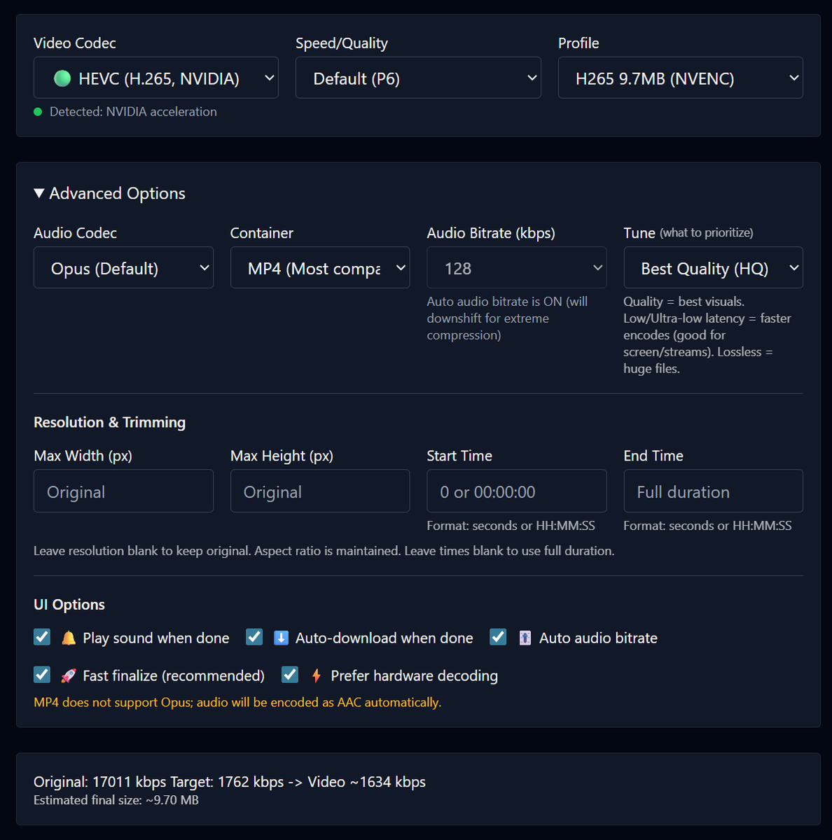 elhackernet's tweet image. 🛠️ 8mblocal es un compresor de video local gratuito y autoalojado con interfaz web diseñada para el rendimiento y la facilidad de uso

🗜️Permite comprimir un vídeo al tamaño deseado mediante códec AV1, HEVC (H.265 y H.264)

🎵Extraer audio de un video, etc
github.com/JMS1717/8mb.lo…