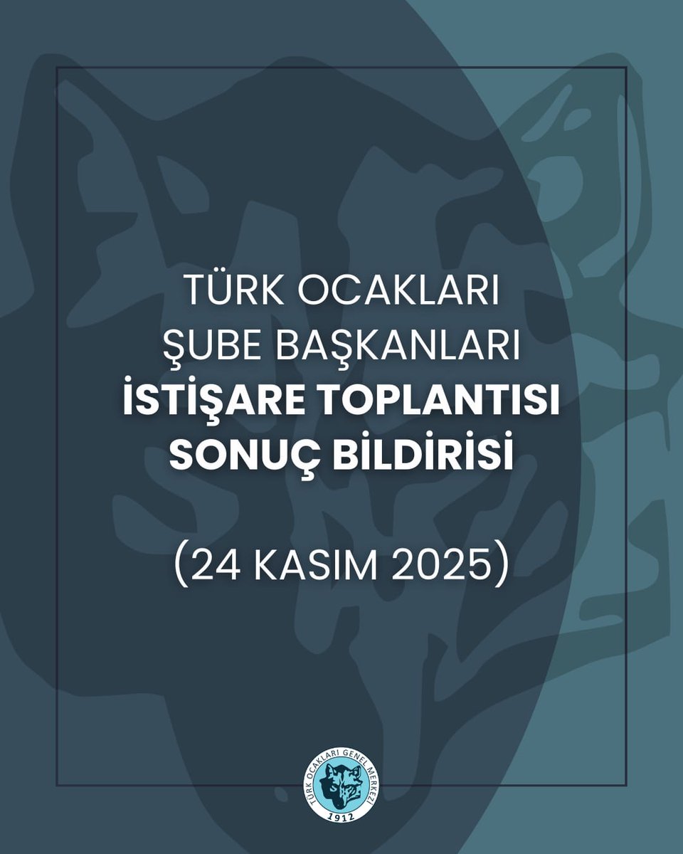 📌 TÜRK OCAKLARI ŞUBE BAŞKANLARI İSTİŞARE TOPLANTISI (24 KASIM 2025) SONUÇ BİLDİRİSİ

🔗 turkocaklari.org.tr/bildiriler/236…