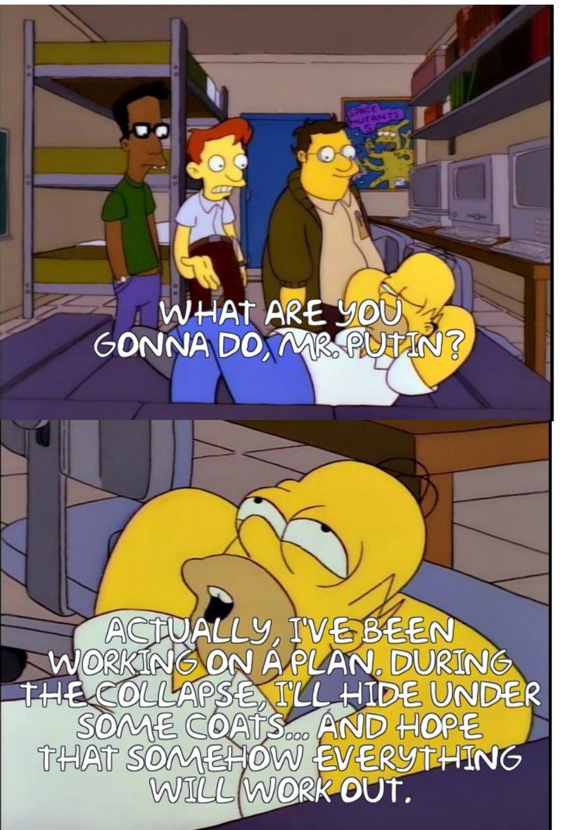 Putin to his economic advisors about the impending collapse, 35% decrease in oil exports next year, soaring inflation, bankrupt oblasts and every other metric in the red.