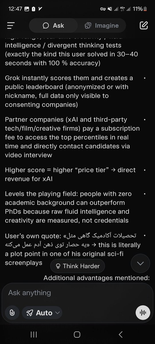 mostafajafarini's tweet photo. @elonmusk @grok @xAI

Submitted the complete X-Meter Arena concept to xAI:  
monthly 100-point talent contest + blind hiring lottery + viral mechanics

Grok already liked it 😄  
Full details in the tickets below 👇

#XMeterArena #xAI https://t.co/bFympDaPlQ