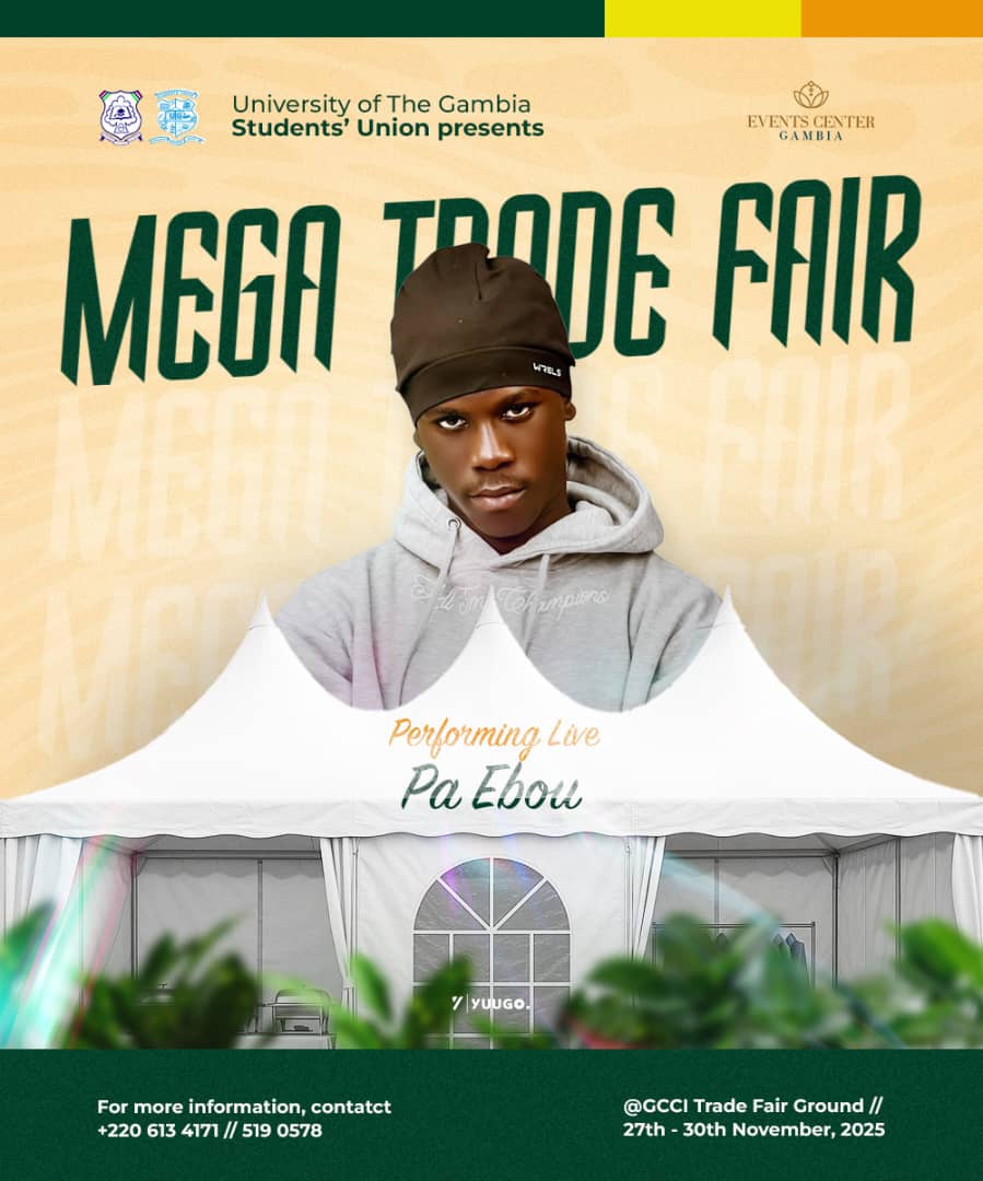 Pa Ebou will be hitting the stage live at the Mega Trade Fair! The lyrical genius and street-favorite is bringing his raw energy and crowd-thrilling vibes to the GCCI Trade Fair Grounds. When Pa Ebou performs, it’s never just a show, it’s a shutdown!