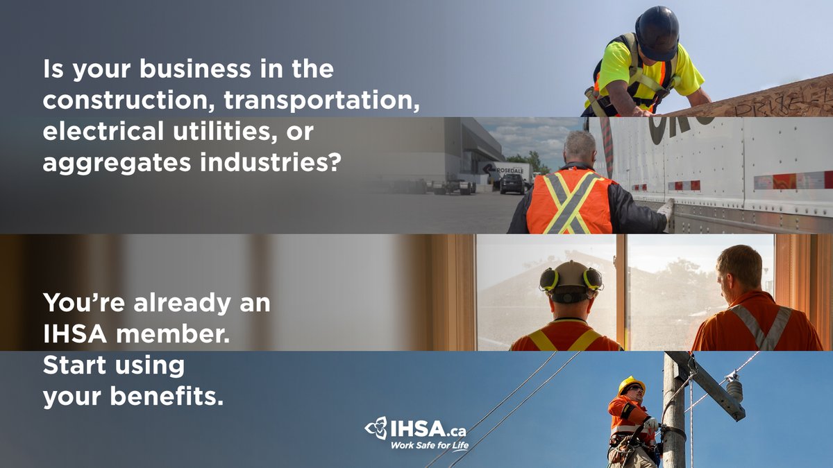 If your business is in the Ontario construction, transportation, electrical utilities, or aggregates industries and pays WSIB premiums, then you’re an automatically IHSA member—and get access to FREE and low-cost health and safety training and resources: ihsa.ca/aboutus