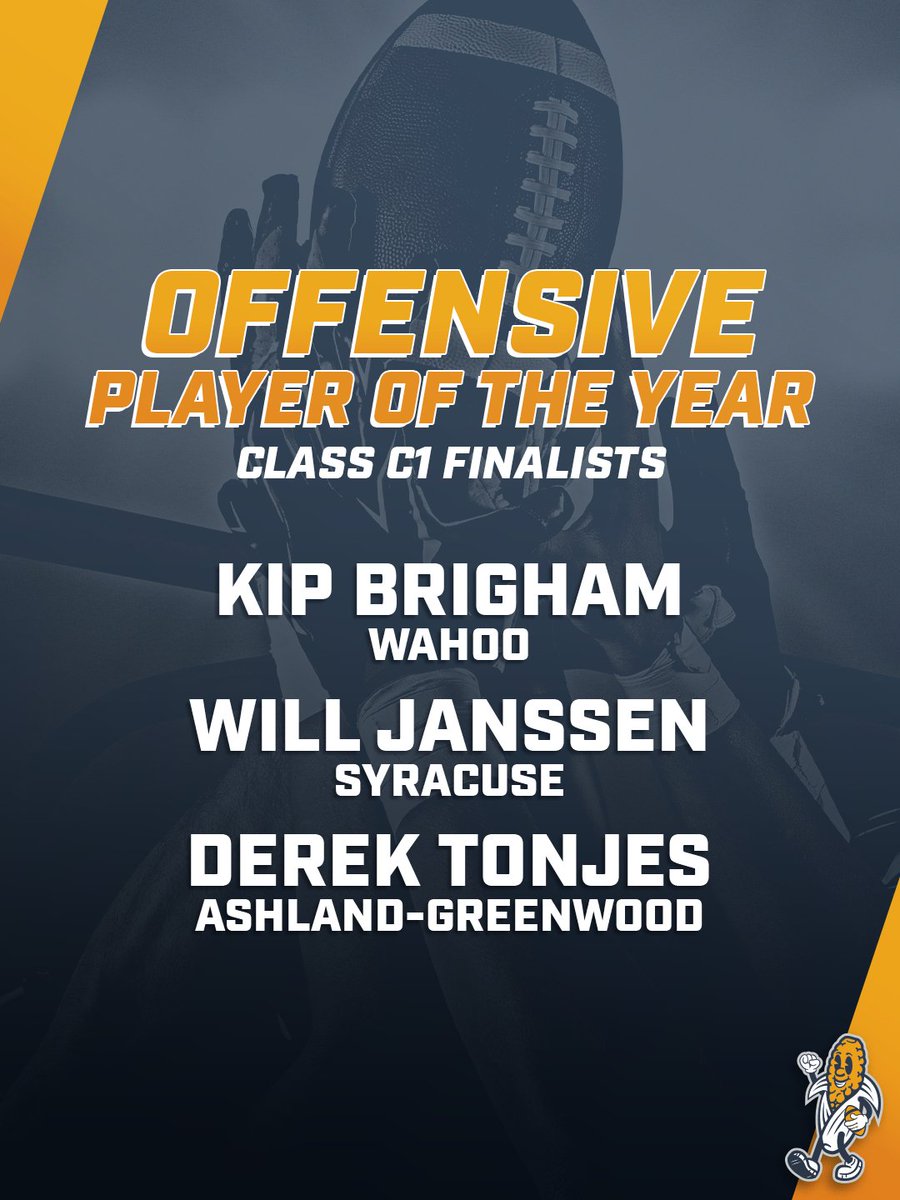 Your NebPreps Offensive Player of the Year finalists for Class C1.

• Kip Brigham (<a href="/KipBrigham32/">Kip</a>)
• Will Janssen (<a href="/WillJanssen23/">Will Janssen</a>)
• Derek Tonjes (<a href="/DerekTonjes2026/">Derek Tonjes</a>)