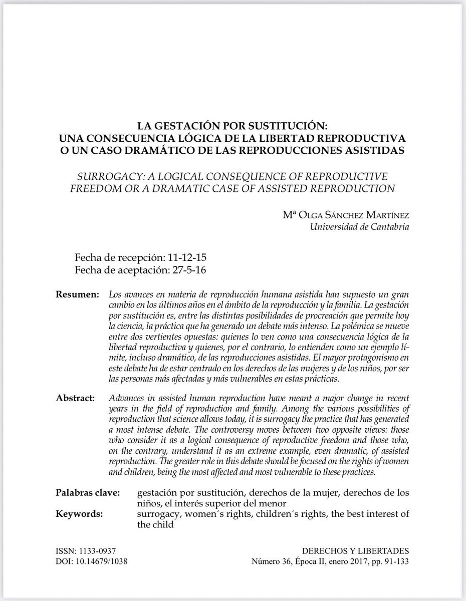 DeryLib's tweet image. 📘 #RevistaDerechosyLibertades Nº 36 (2017) @idhbc_uc3m @uc3m @dykinsonlibros

📣 Hoy en la sección #Artículos ✍🏼 “La gestación por sustitución” de #MaríaOlgaSánchezMartínez

⬇️ ¡Léelo aquí! ⬇️ #OpenAccess
🔗 hdl.handle.net/10016/26204