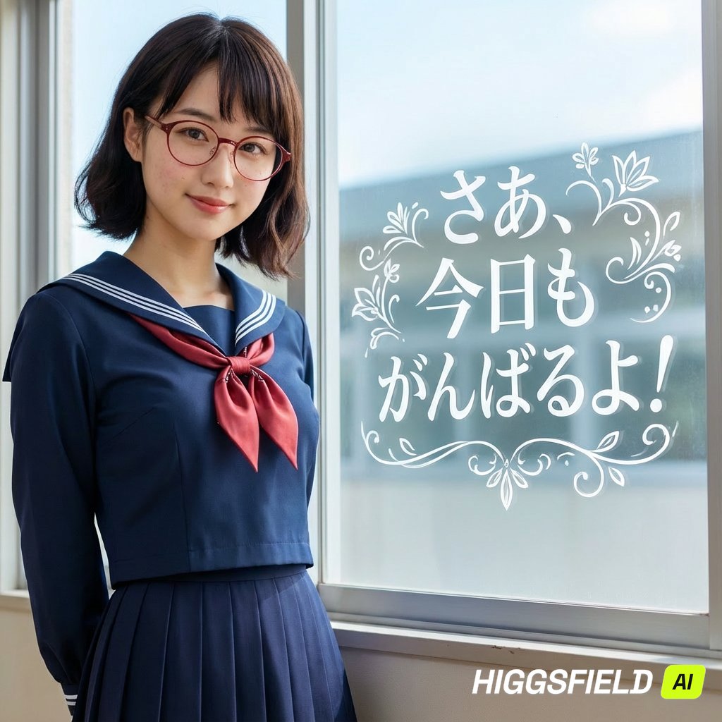 Poyom_f's tweet image. #AIart #nanobanana pro #Higgsfield 
ガラスに書かれた激励メッセージ!