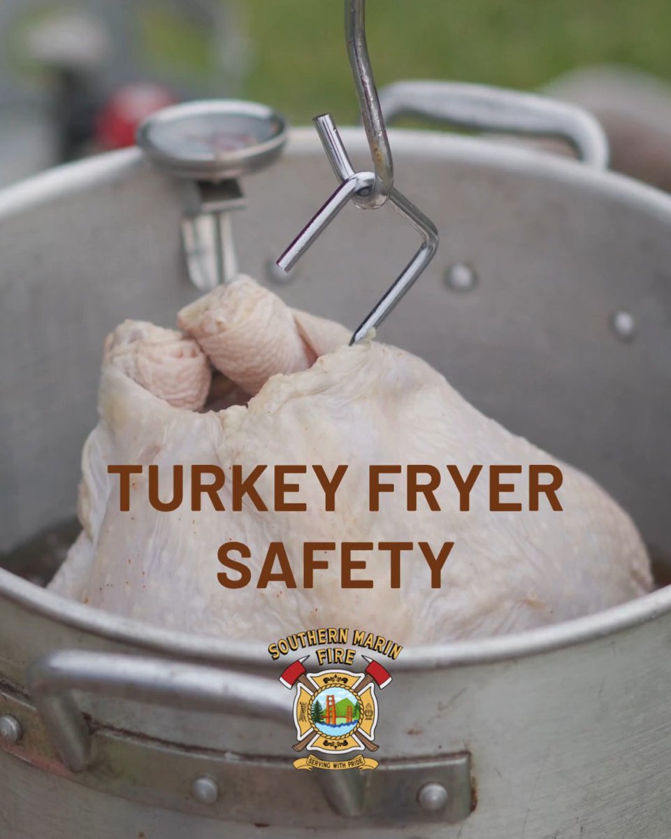 SMFDinfo's tweet image. Deep-frying a turkey this Thanksgiving? Do it safely:

🔥 Fry outside, away from buildings
🦃 Use a fully thawed, dry turkey
⚠️ Turn off the burner before lowering it
🚫 Never leave the fryer unattended
🚒 Dial 9-1-1 in an emergency. #SMFD