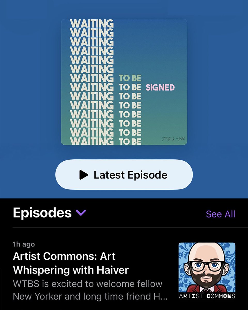 HaiverArt's tweet image. 1/ Sat down for a great podcast episode with Will at @WaitingToSign about how artists can build their practice and what to look for in feedback on your work.

If you’re an artist trying to take your work more seriously, this one’s for you.

Listen below 👇