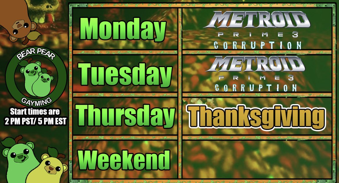 Stream schedule for turkey week