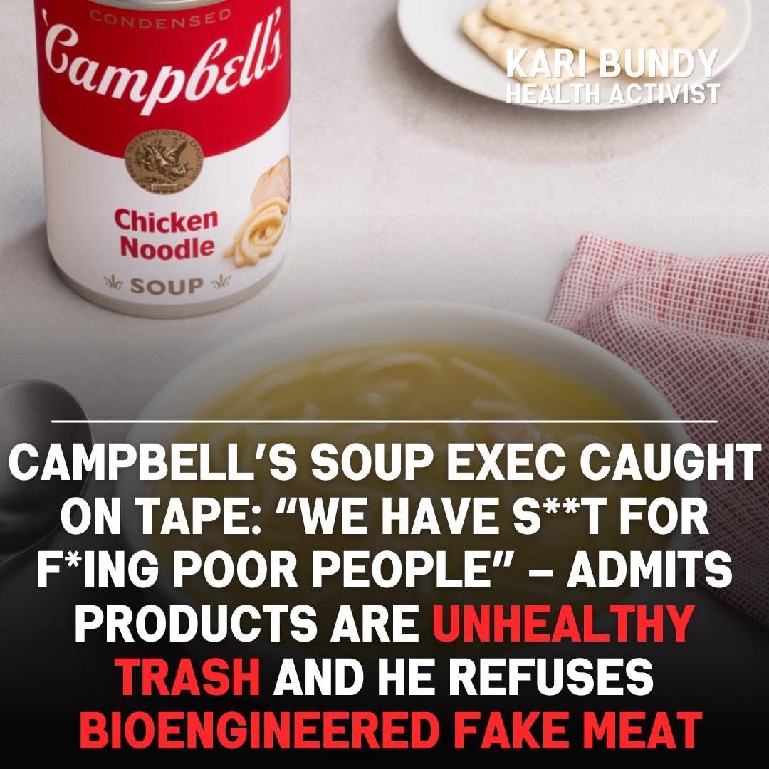 DanielGilr44222's tweet image. 🚨 Campbell’s VP on secret tape:  
“Our food is s**t for poor people. I don’t eat it.”  
Racist rant → employee reports → gets fired.  
Sues Nov 20. Exec still employed.  

Even the boss says the can is trash.
#FakeMeat #LabMeat @thecampbellsco