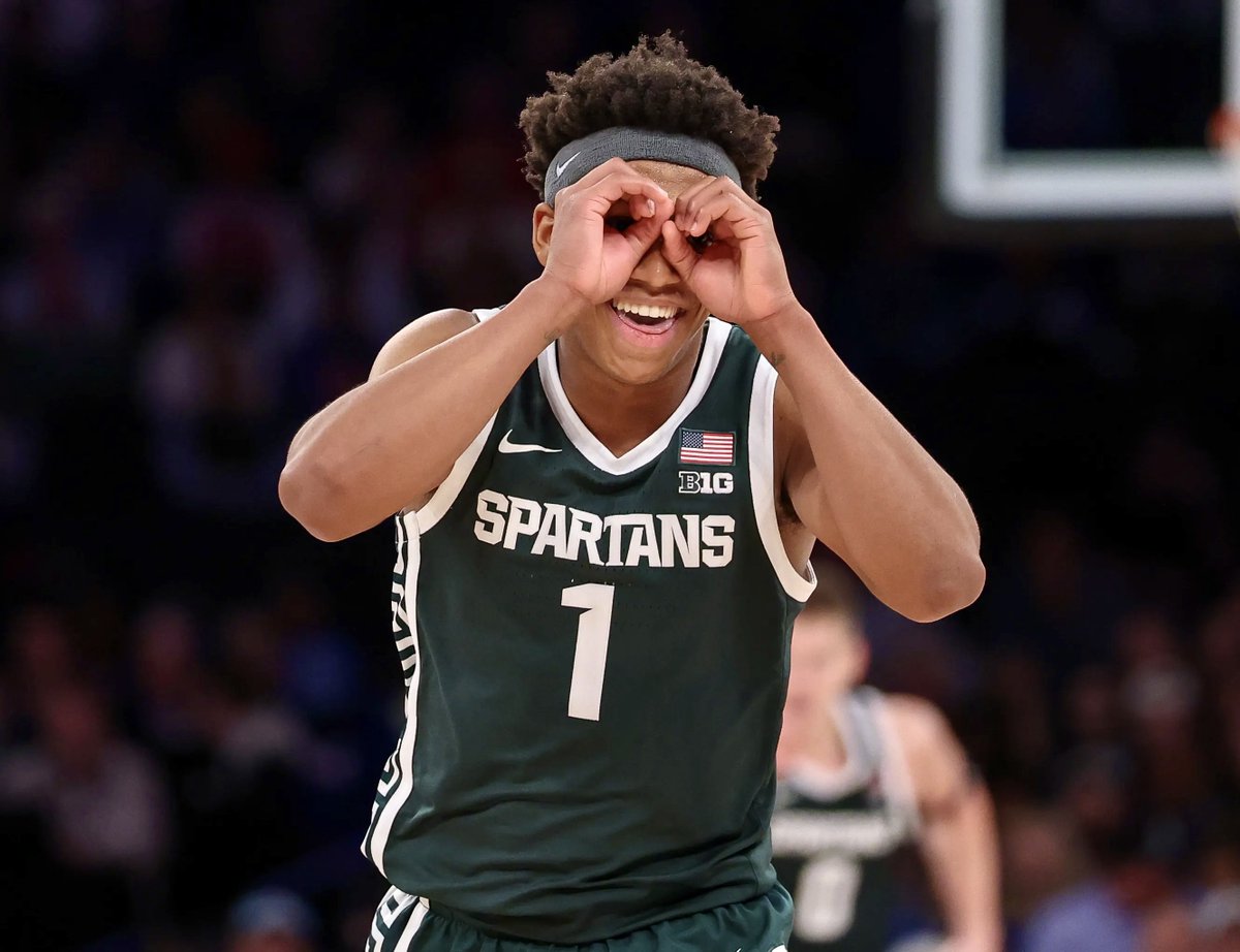 SpartyWRLD's tweet image. Week 4 CBB Assists per Game Leaders (Nationally)

10.4 - Jeremy Fears Jr., Michigan State
8.7 - Braden Smith, Purdue
8.0 - Robert McCray V, Florida State
8.0 - Zach Cleveland, Liberty
7.8 - Rodney Rice, USC

“The Floor General” extends his lead for the nation’s Assist Title 🫡
